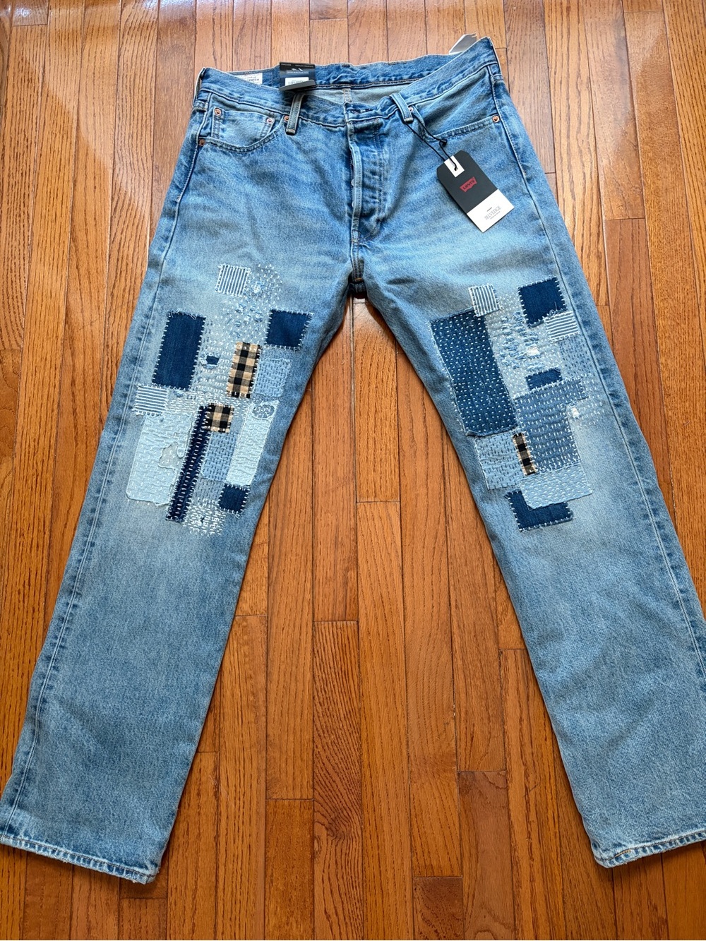 NEW! Levi's Premium 501 Original Sashiko Selvedge 34Wx32 NWT Big E Straight Leg